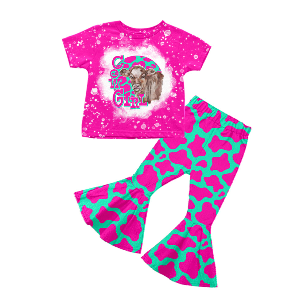 Hot pink cowgirl top bell bottom pants girls clothes