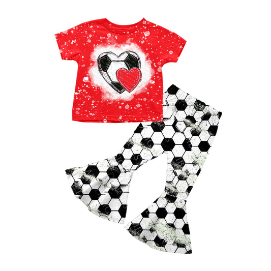 Soccer heart top bell bottom pants girls clothes