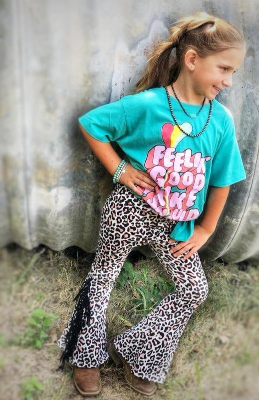 Feelin' good top leopard tassels pants girls clothing