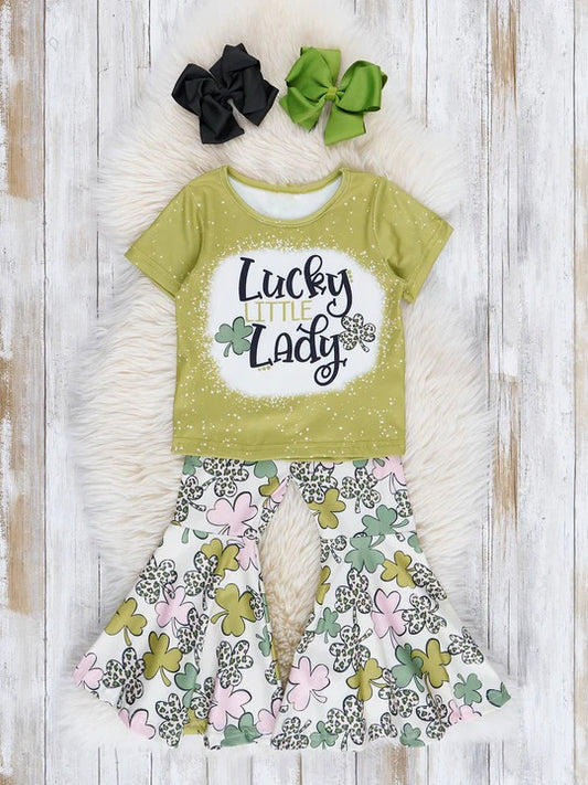 Lucky little lady leopard clover girls st patrick's outfits