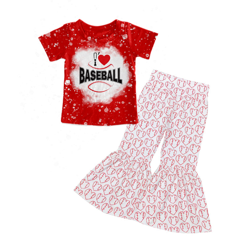 I love baseball top bell bottom pants girls outfits