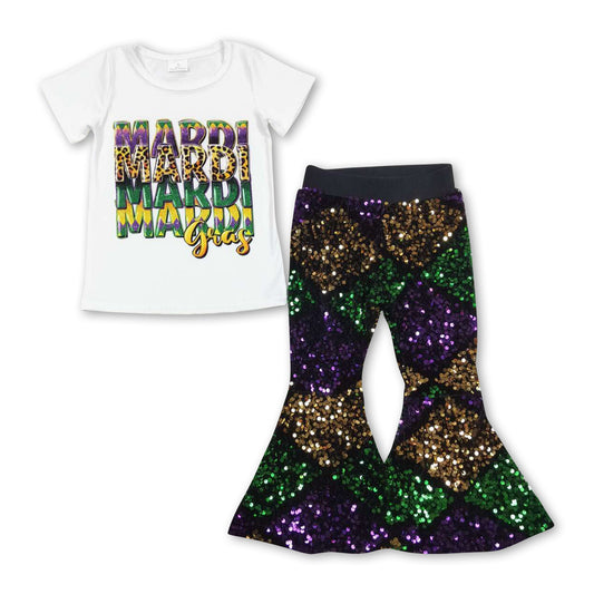 Leopard mardi gras top sequin pants girls outfits