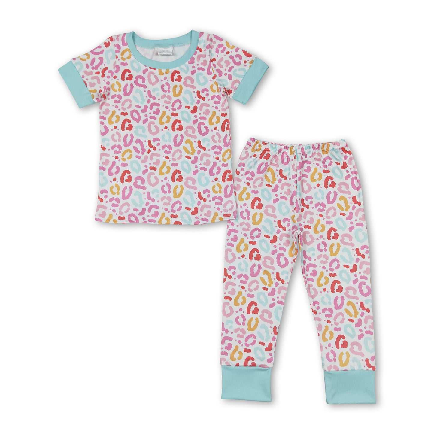 Short sleeves leopard baby girls pajamas