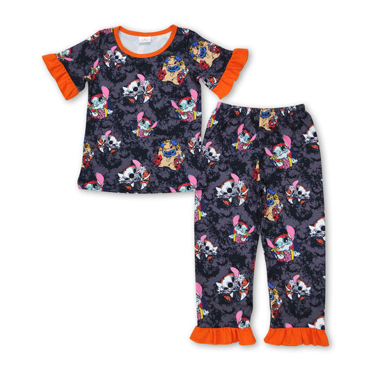 Short sleeves bat koala pants girls Halloween pajamas