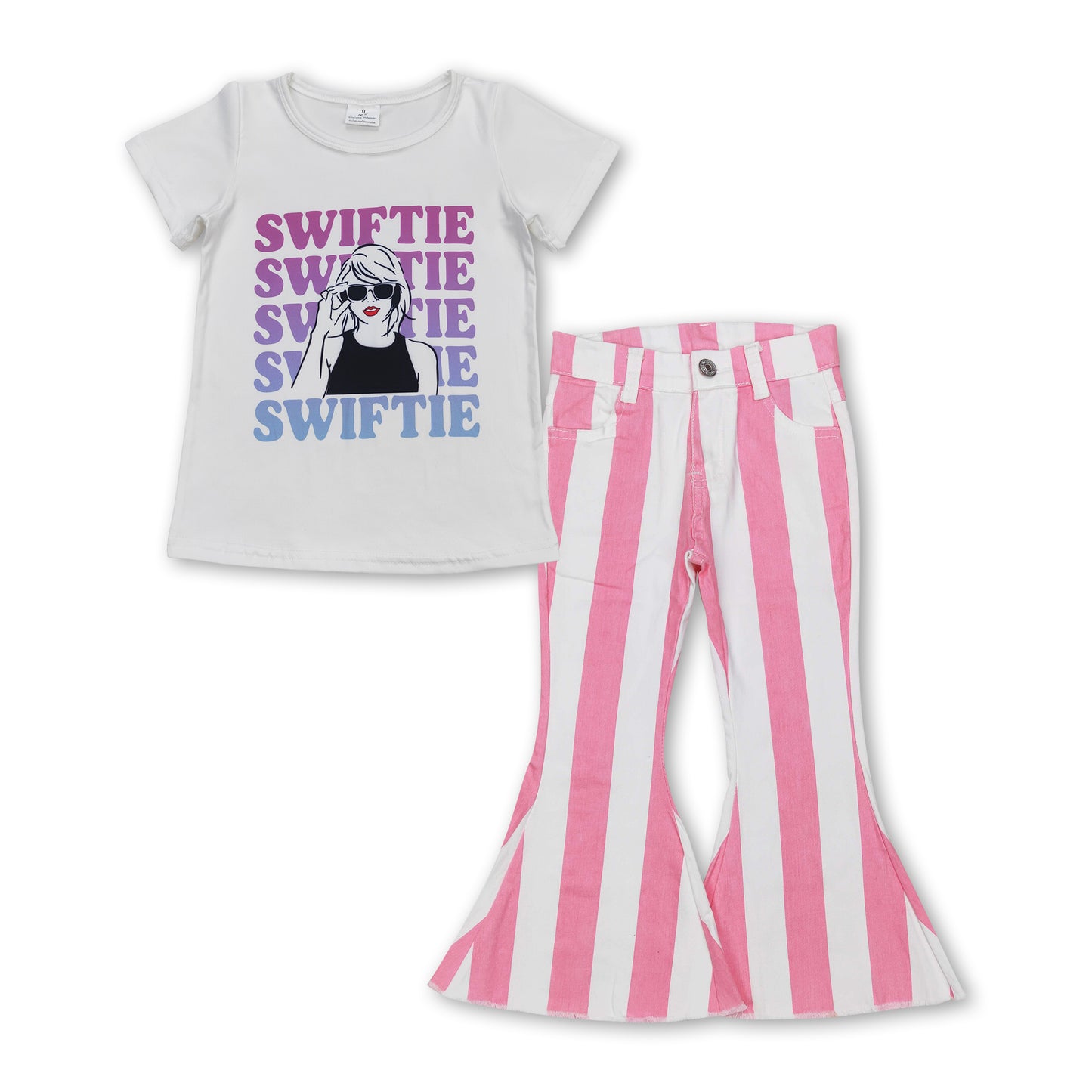 Letters top pink stripe jeans singer girls clothes