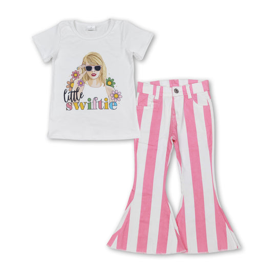 Floral top pink stripe jeans singer girls clothes