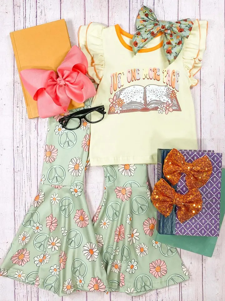 Just one more page book floral kids girls clothing set