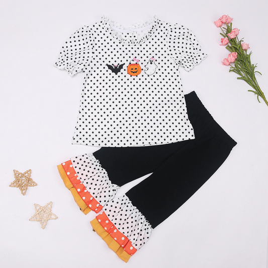 Polka dots ghost pumpkin bat girls Halloween outfits