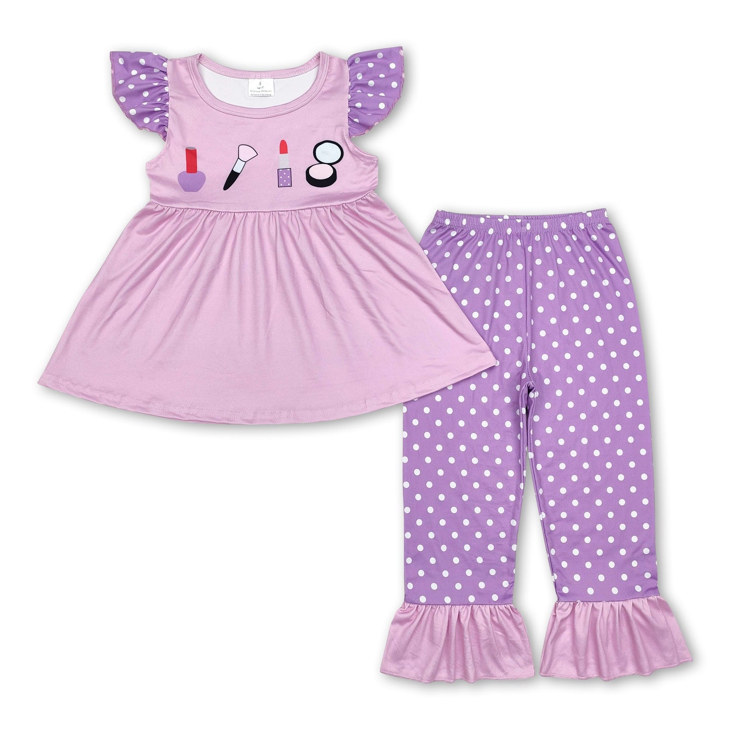 Purple polka dots make up tunic leggings girls clothes