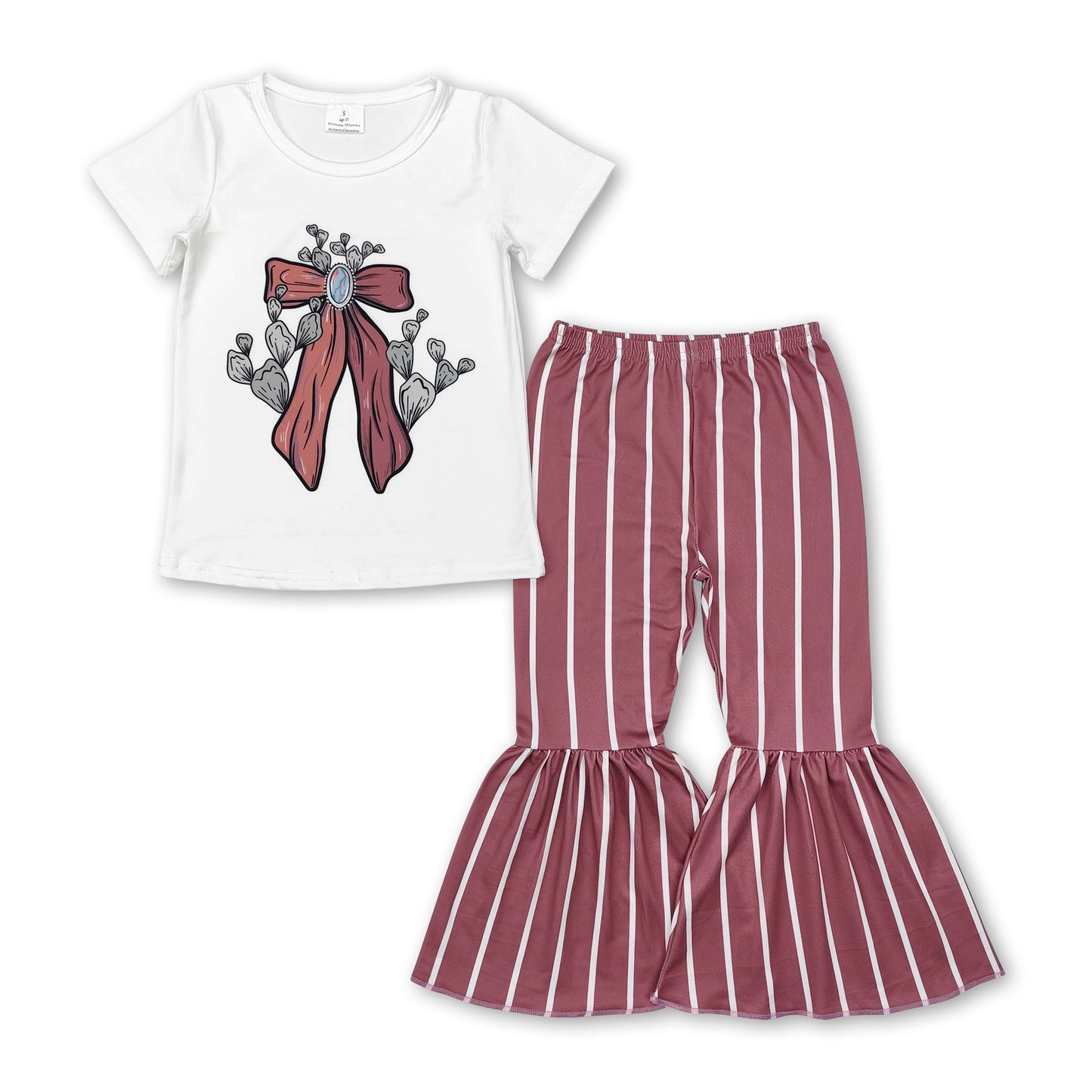 Cactus bow top stripe pants western girls clothes