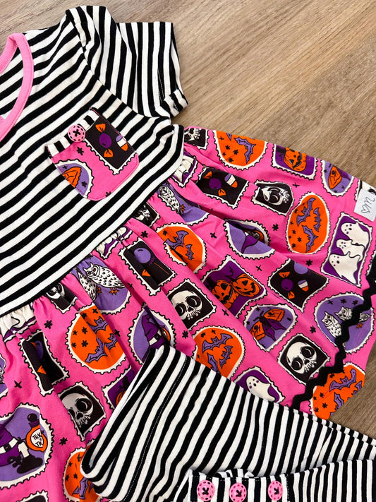 Pumpkin ghost tunic leggings girls Halloween clothes