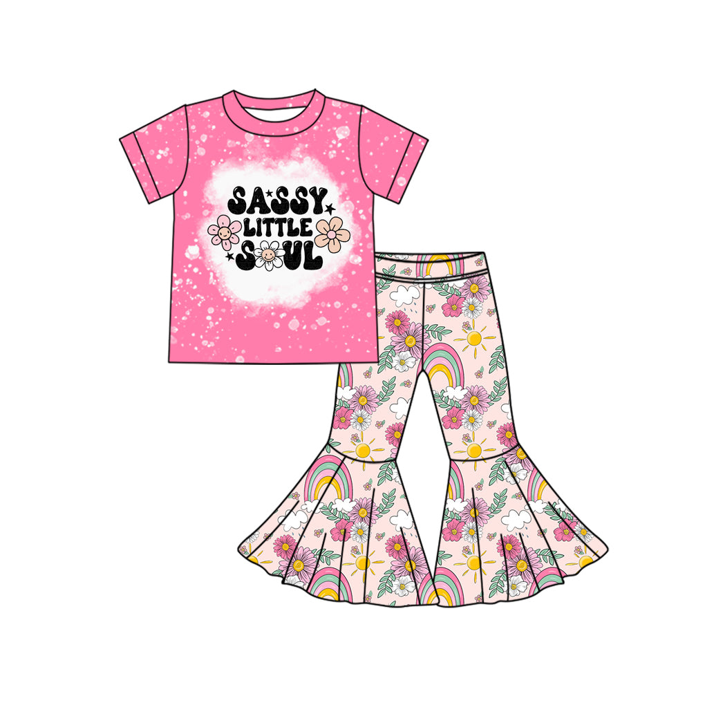 Sassy little soul floral rainbow top pants girls clothing set