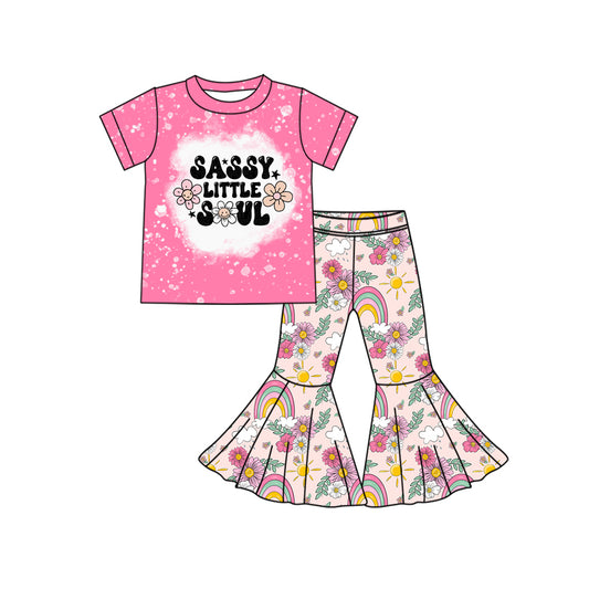 Sassy little soul floral rainbow top pants girls clothing set