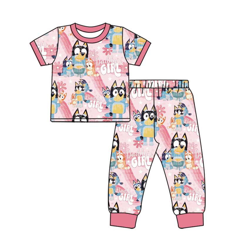 Short sleeves daddy's girl floral top pants pajamas