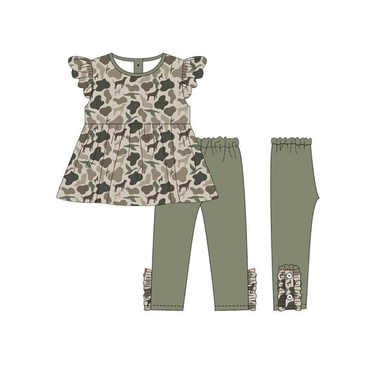 Flutter sleeves camo duck dog tunic leggings girls clothes