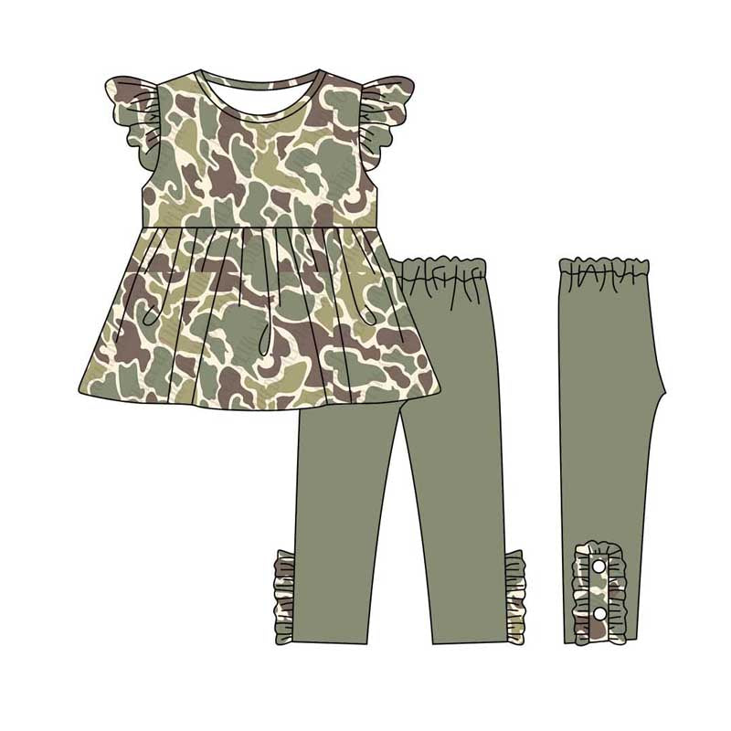 Flutter sleeves camo tunic leggings girls clothes