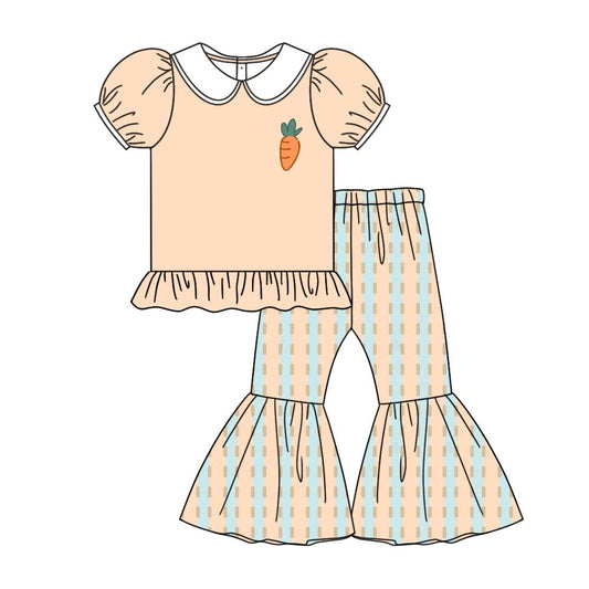 Carrot top stripe bell bottom pants girls Easter clothes