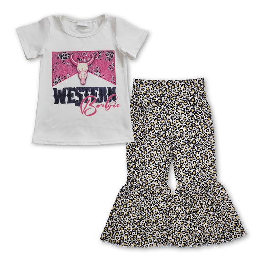 Bull skull western leopard pants party girls clothes