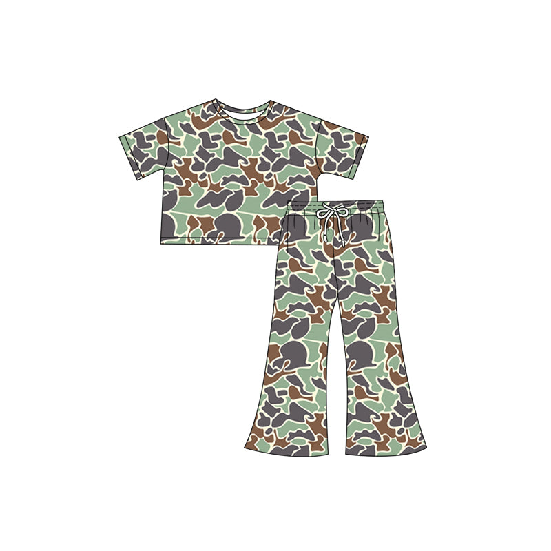Mint camo short sleeves top pants kids girls clothes