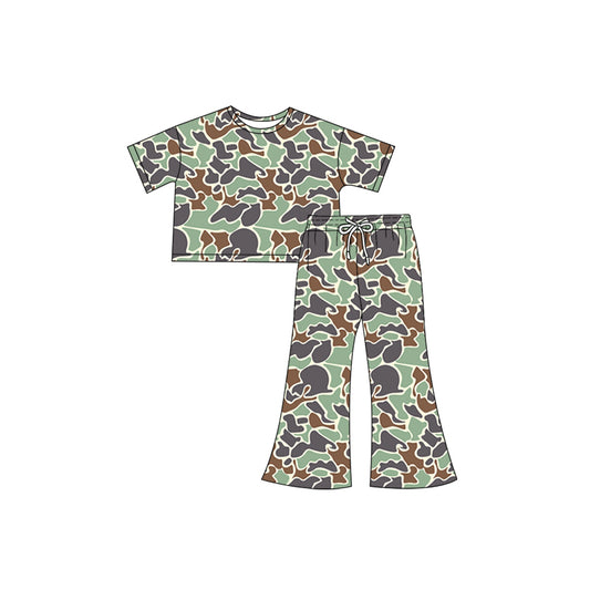 Mint camo short sleeves top pants kids girls clothes