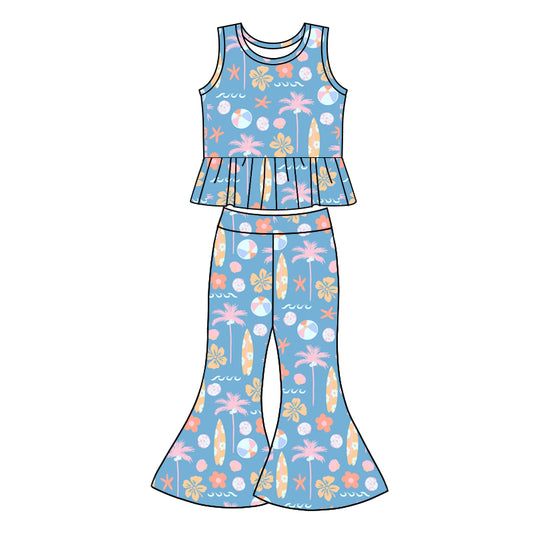 Sleeveless beach ball top bell bottom pants girls clothes
