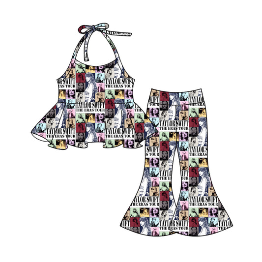 Patchwork halter top pants singer girls clothing