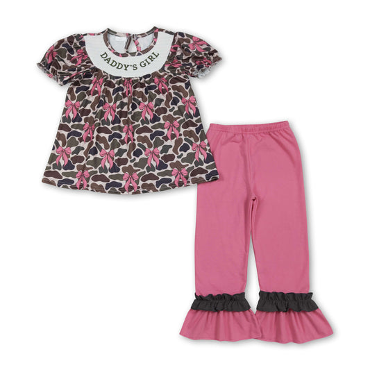 Daddy's girl camo bow tunic ruffle pants girls clothes
