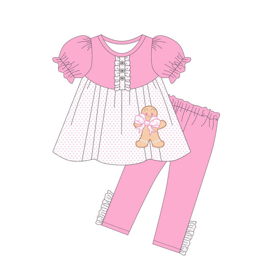 Pink gingerbread tunic leggings girls Christmas outfits
