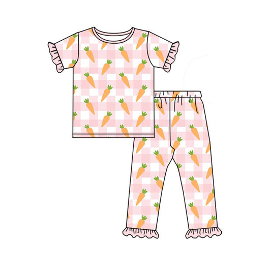 orange plaid carrot print girl set