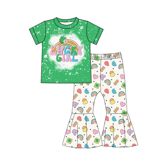 Green lucky girl short sleeve set