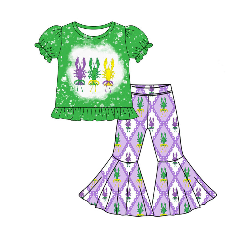 green purple green yellow girl long sleeve set