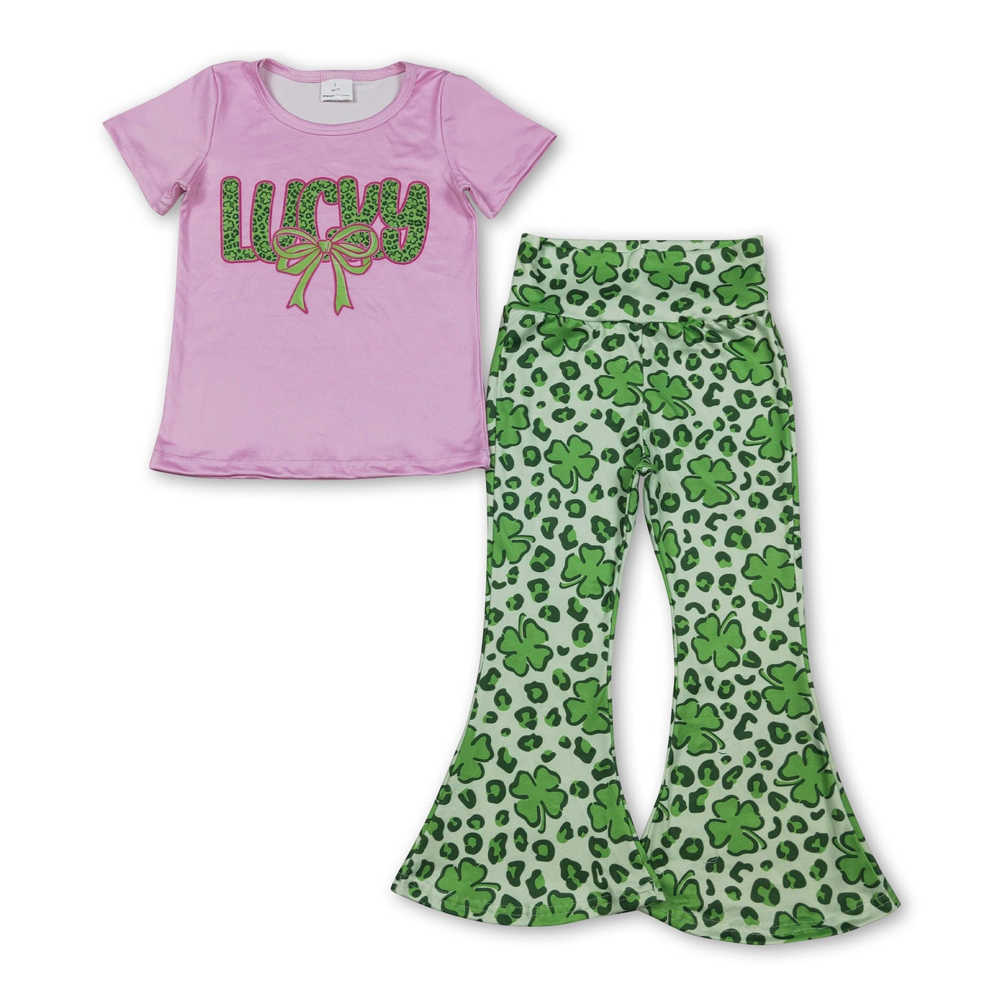 Lucky bow leopard print girl St Patrick's day outfits