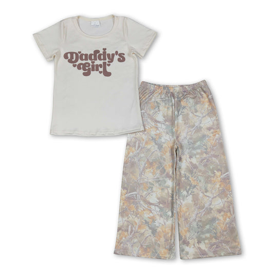 Short sleeves daddy's girl top camo pants girls outfits