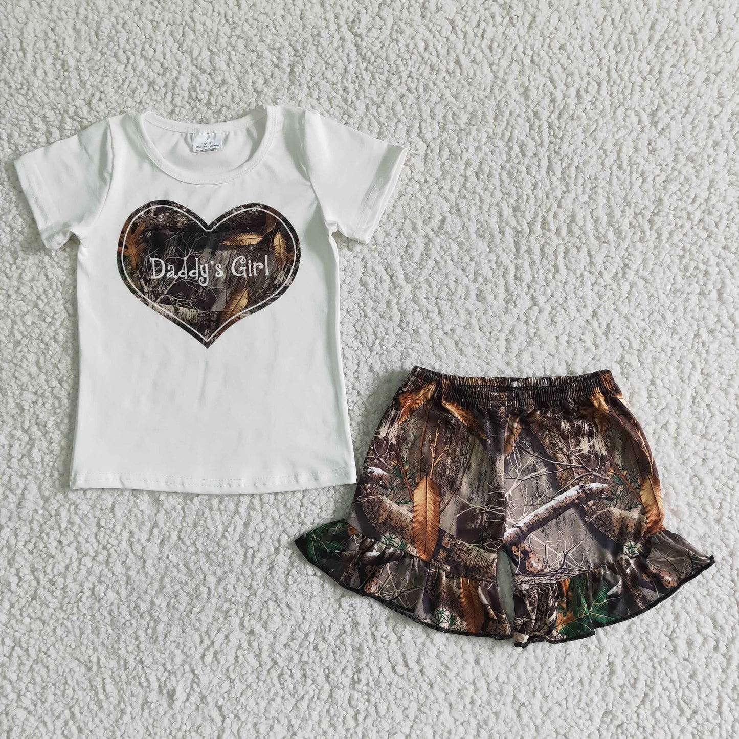 Daddy's girl shirt camo shorts baby girls summer clothing