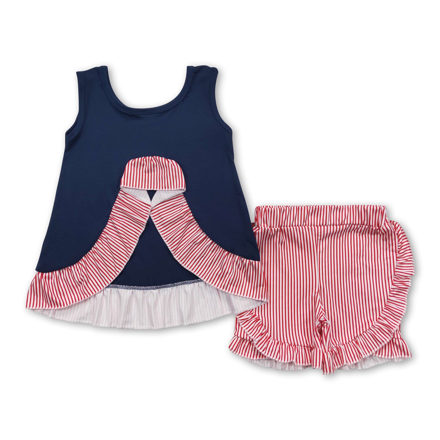 Sleeveless baseball tunic stripe shorts kids girls clothing