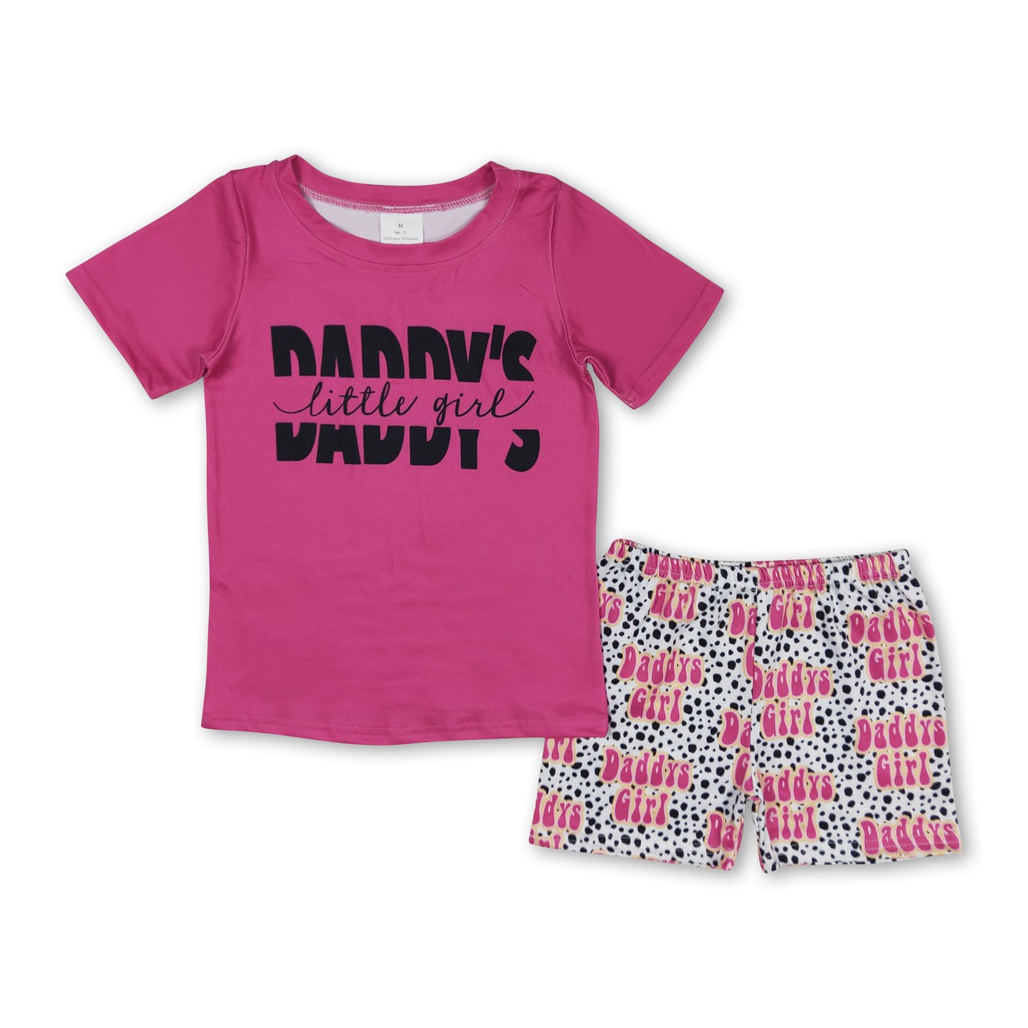 Hot pink daddy's little girl shirt leopard shorts children apparel