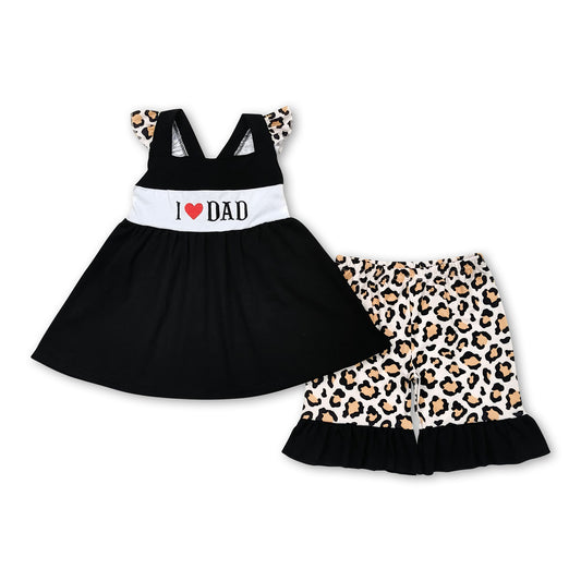 I love DAD leopard tunic ruffle shorts girls outfits