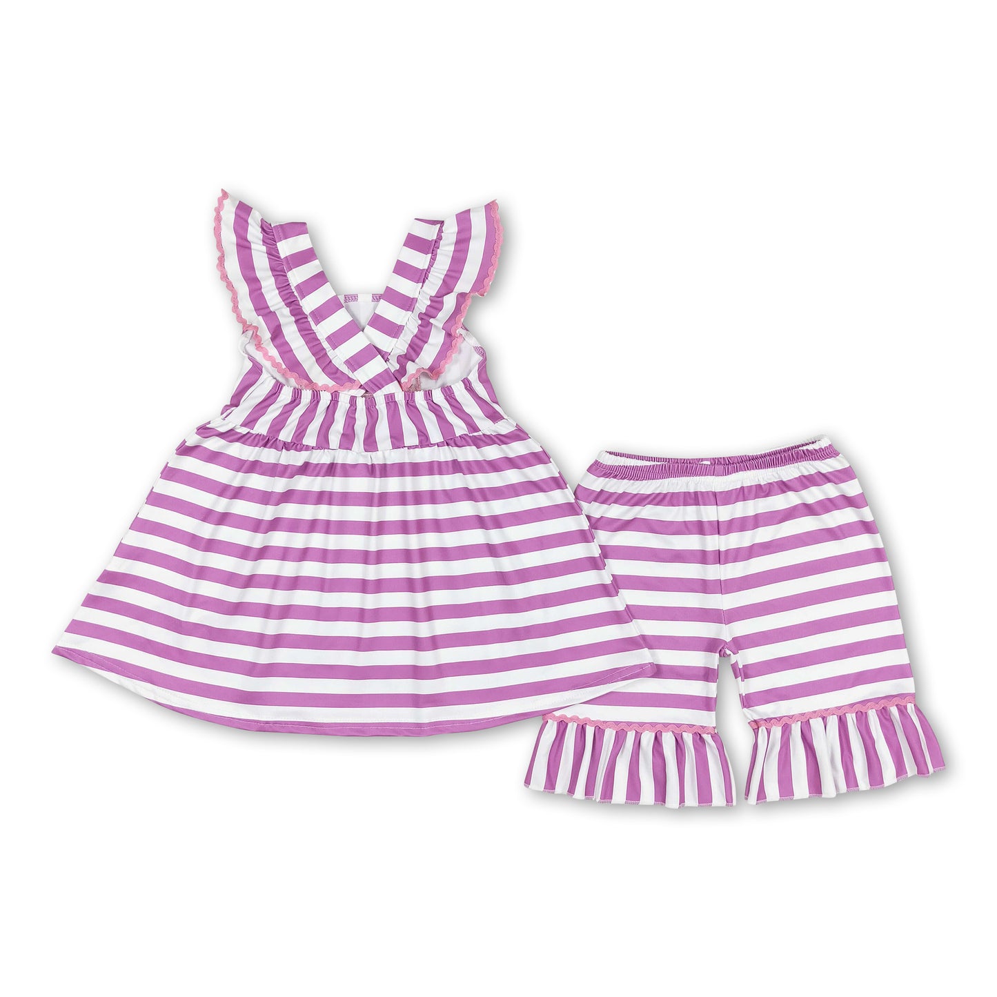 Lavender popsicle tunic ruffle shorts girls summer set