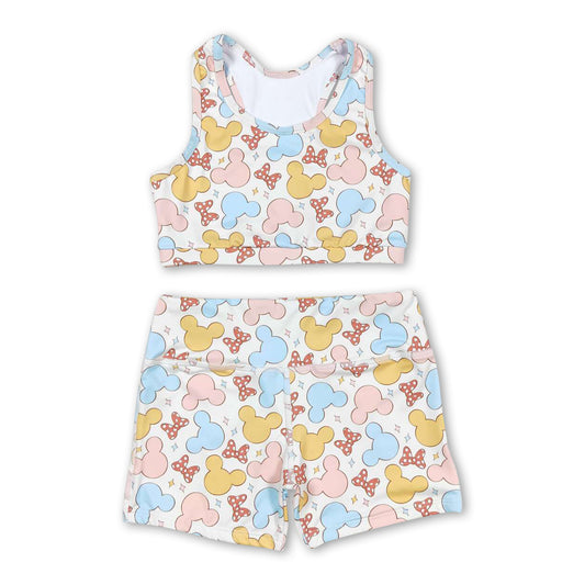 Sleeveless bow mouse top shorts girls clothes