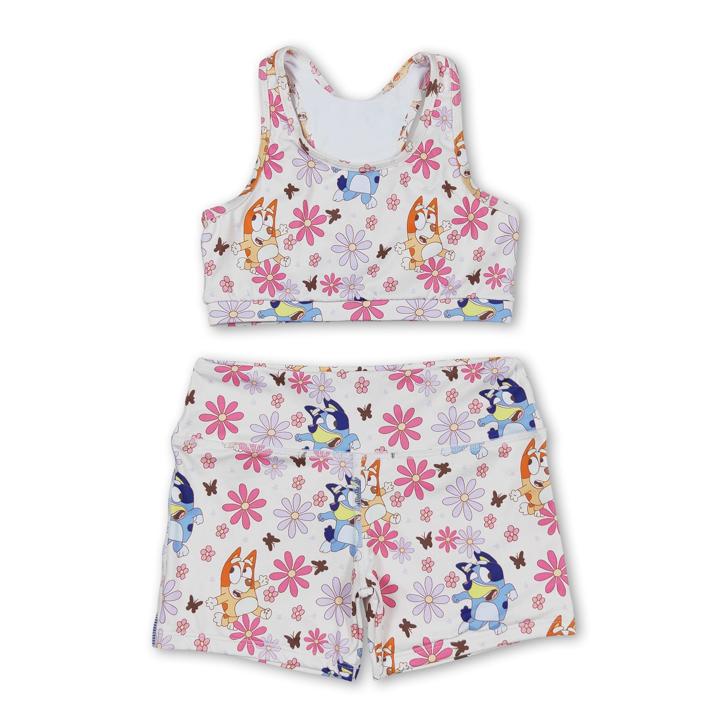 Sleeveless floral dog top shorts girls clothes