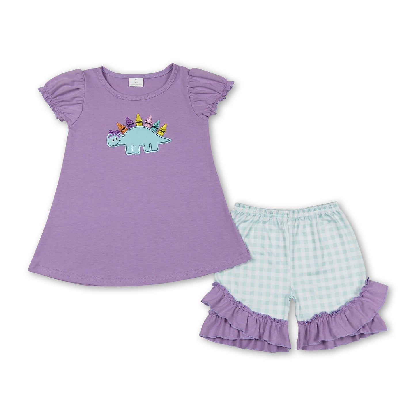 Lavender dinosaur crayon girls back to school outfits