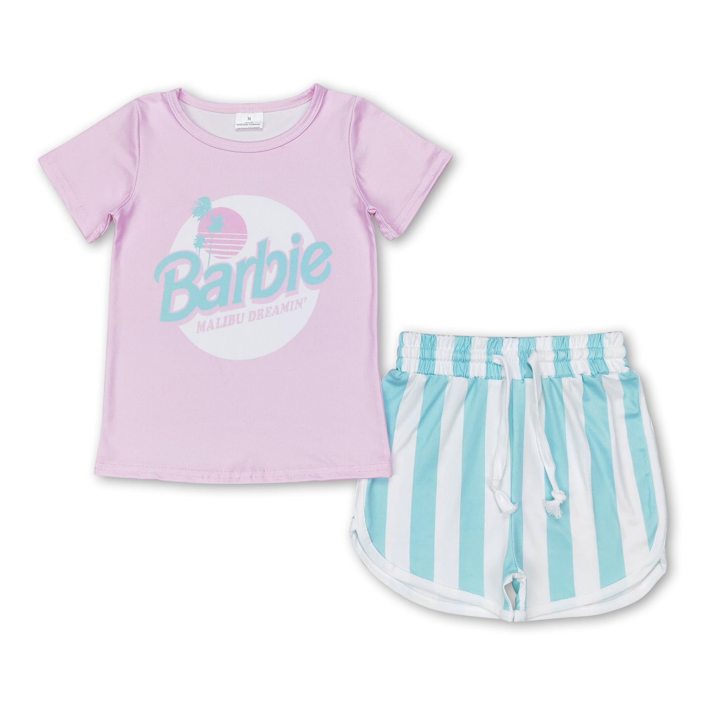 Pink dreamin' top stripe shorts party girls outfits