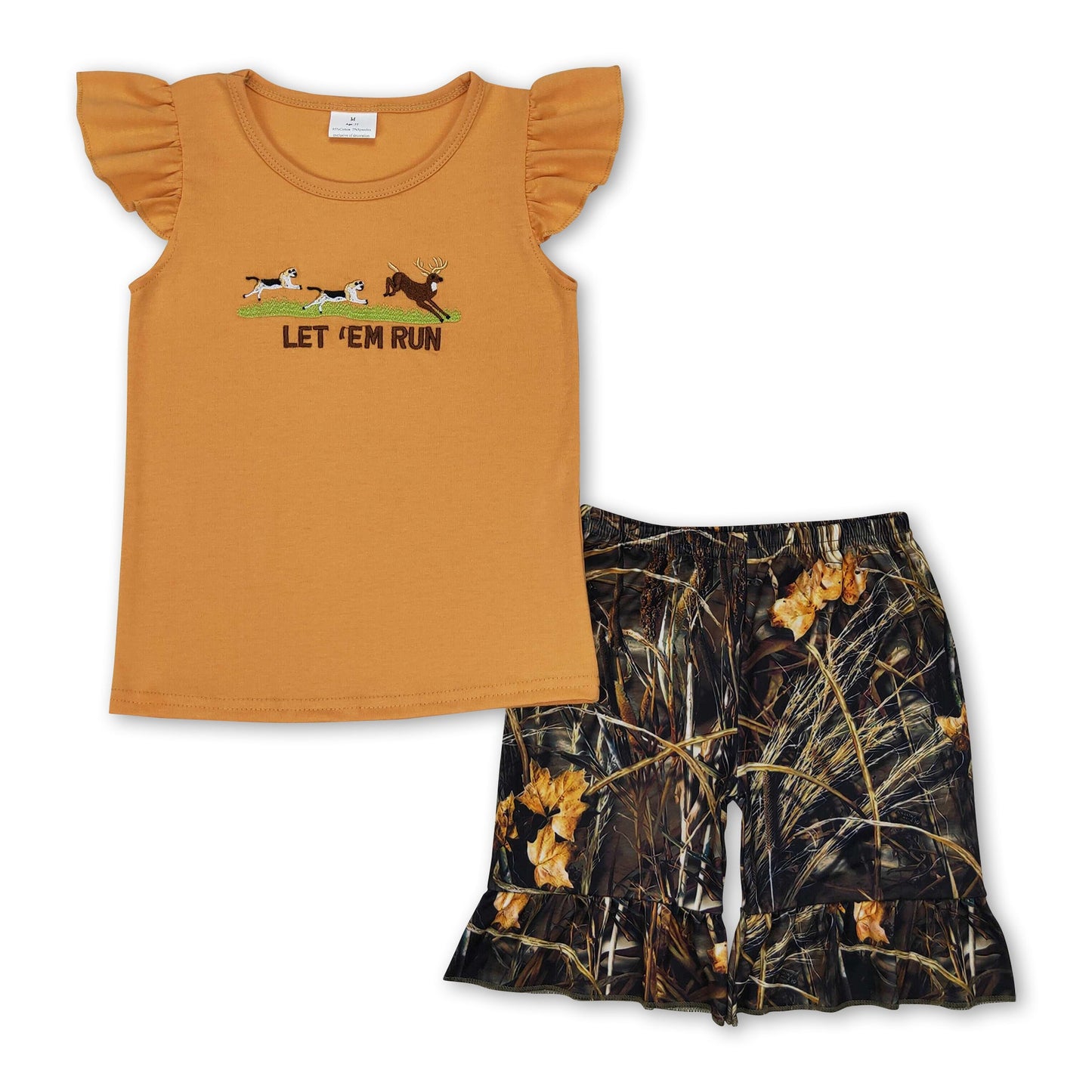 Flutter sleeves let 'em run deer camo kids girls clothes