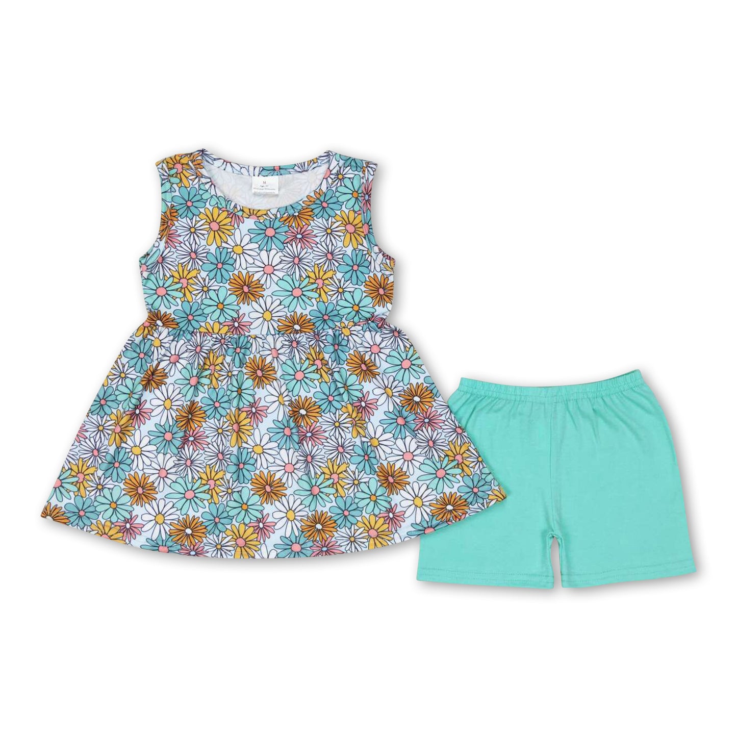 Sleeveless floral peplum shorts girls summer clothes