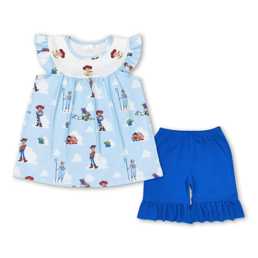 Light blue toy tunic ruffle shorts girls clothes