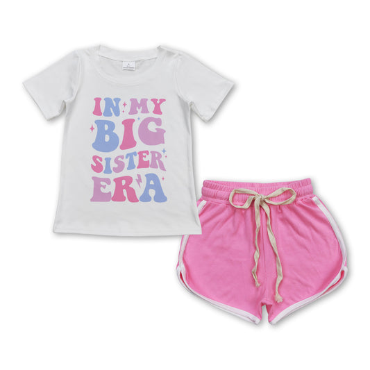 Big sister top pink cotton shorts singer girls clothing