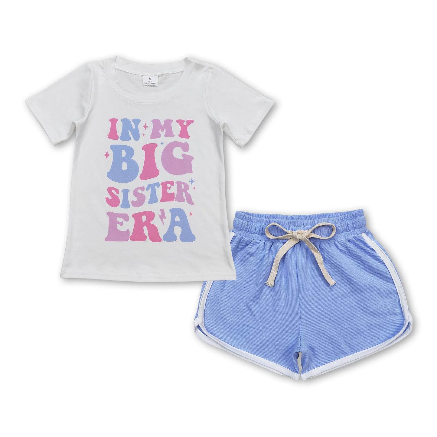 Big sister top blue cotton shorts singer girls clothing