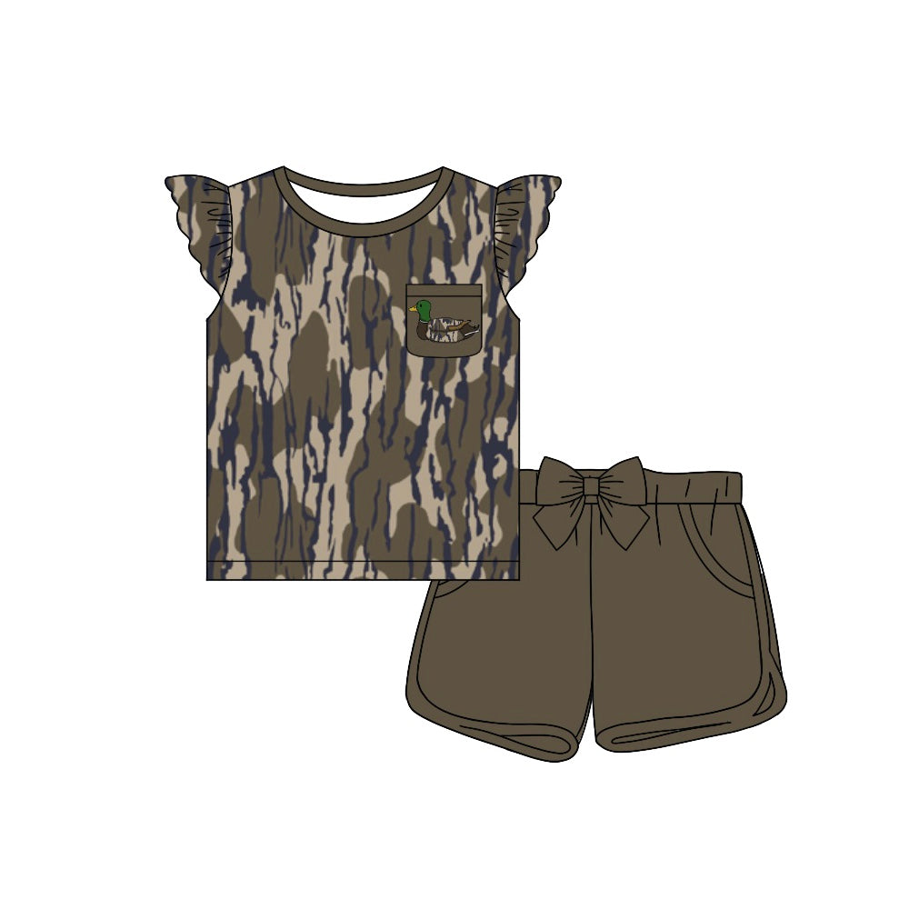 Flutter sleeves duck pocket bottomland camo girls clothes