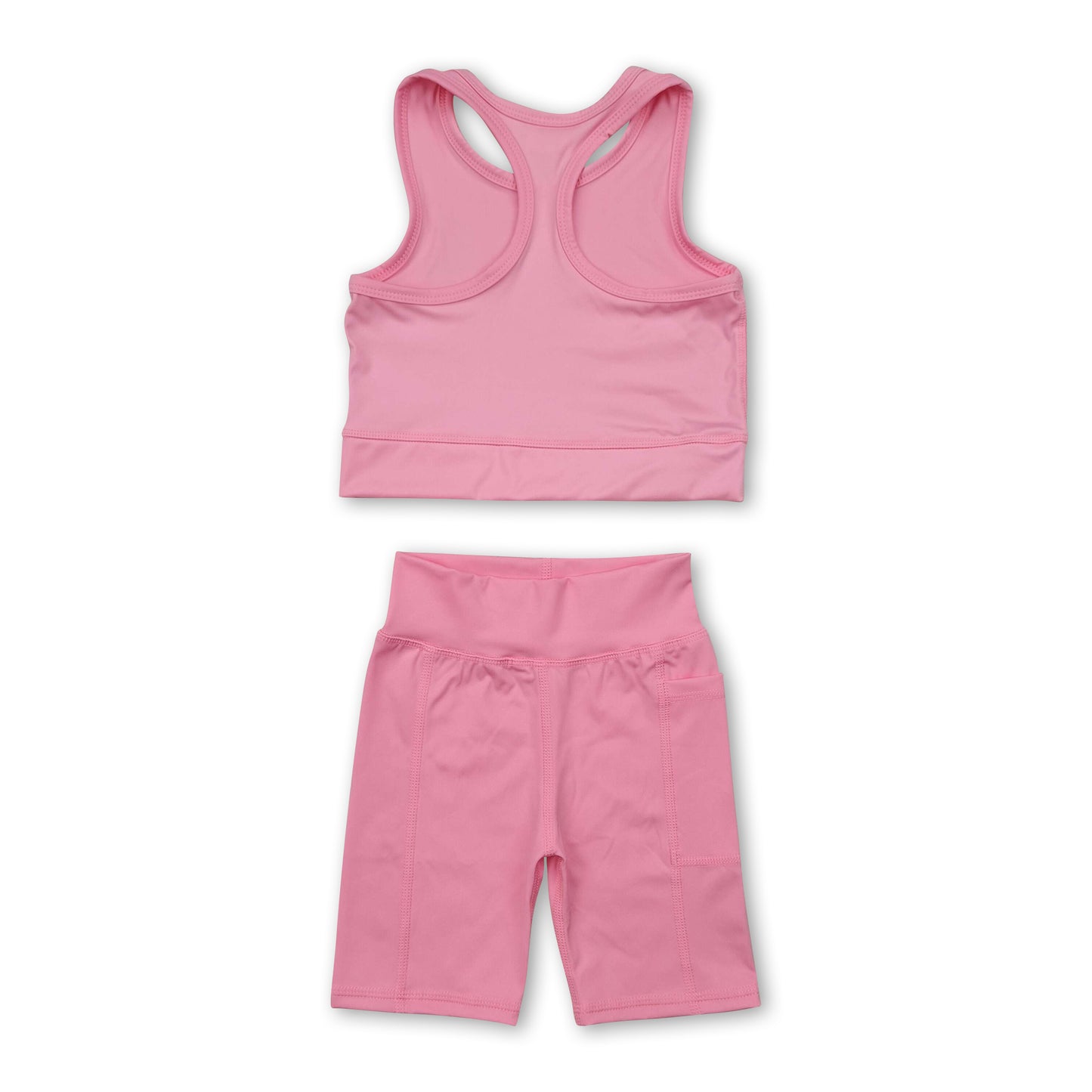 Pink straps top shorts girls summer yoga clothes