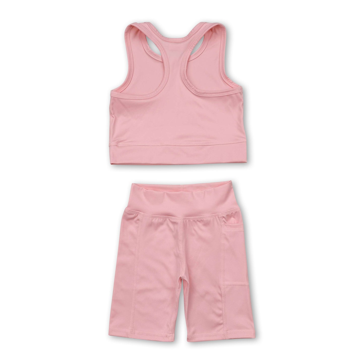 Light pink straps top shorts girls summer yoga clothes